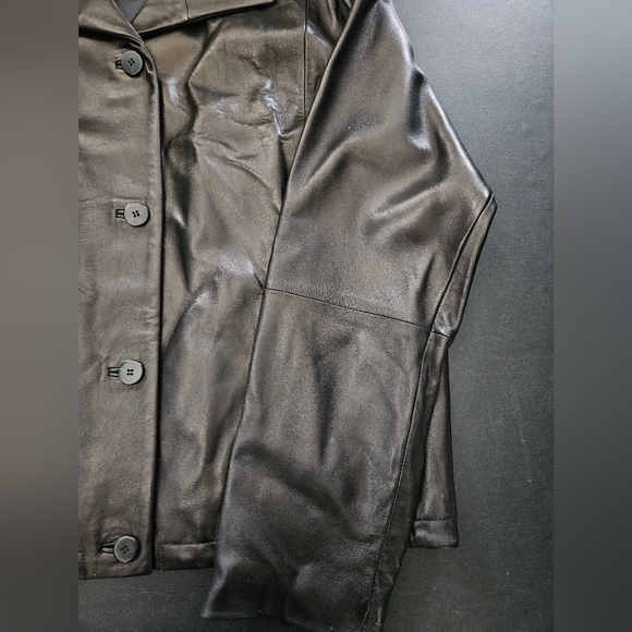 NWOT - Ellen Tracy Buttery Soft Black Leather Drawstring Jacket - Size XL - Picture 4 of 9